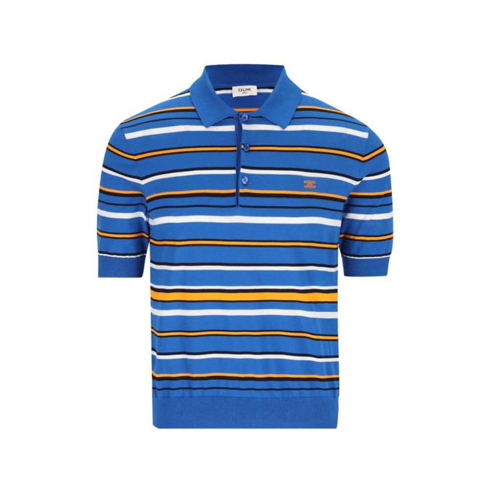 Celine Men Striped Cotton Polo Shirt
